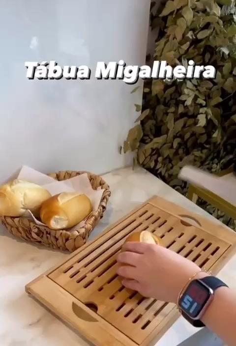 Bandeja Migalheira Tabua de Bambu para Pães Multiuso Café da Manhã Tabua de Cortes Porta Talheres