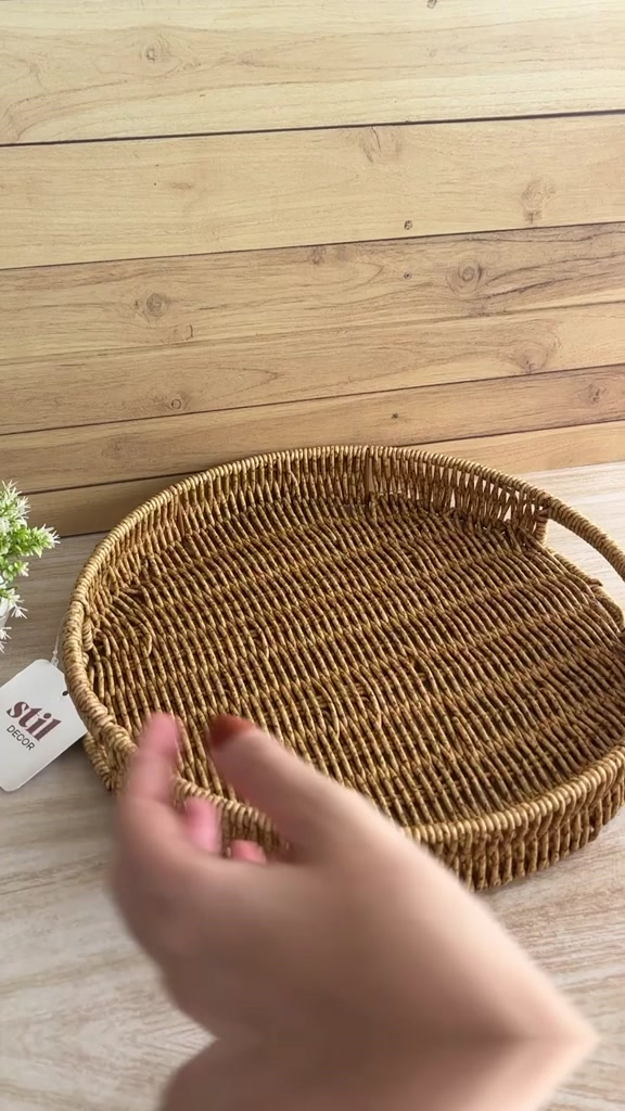 Bandeja Cesto Decorativa Rattan Bandeja de Servir Mesa Posta