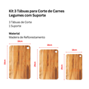 Kit 3 Tábuas para Corte de Carnes Legumes com Suporte Para Dia a Dia Pratico e Compacto - Stolf