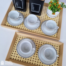 Bandeja Decorativa Retangular Organizadora Moderna Palha c/ Vidro Palhinha Indiana Redinha Rendinha