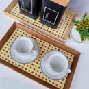 Bandeja Decorativa Retangular Organizadora Moderna Palha c/ Vidro Palhinha Indiana Redinha Rendinha