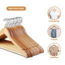 Kit 10 Cabides Para Roupas Madeira Cabides Organizador Closet Calças Camisas Saias Atacado Premium