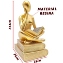 Estátua Figura Pensador Estudando Enfeite Decorativo Casa Estatueta Reflexão Mesa Escritório Decoração Luxo