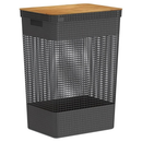 Cesto de Roupa Suja Tampa Bambu Grid 49L CG455 - Ou