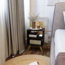 Kit 2 Mesa de Cabeceira Retrô Compacta com Nicho para Quarto Casal ou Solteiro Palma