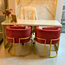 Poltrona Decorativa Premium em Veludo com Base Metálica | Cadeira para Sala de Jantar, Escritório, Clínica e Recepção