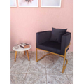 Poltrona Decorativa Premium em Veludo com Base Metálica | Cadeira para Sala de Jantar, Escritório, Clínica e Recepção