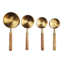 Kit 4 Colheres Medidoras de Metal Dourado com Cabo de Madeira Medidas Precisas e Design Sofisticado