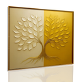 Quadro Decorativo Árvore da Vida Viva Ordem – Branco e Dourado para Sala e Quarto