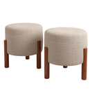 Kit 2 Puffs ou unitário Apollo de Luxo Linho Decorativo Sala Escritório Suporta 150Kg - Escolha a Cor