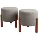 Kit 2 Puffs ou unitário Apollo de Luxo Linho Decorativo Sala Escritório Suporta 150Kg - Escolha a Cor