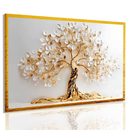 Quadro Decorativo Árvore da Vida Viva Ordem – Branco e Dourado para Sala e Quarto
