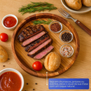 Gamela em Madeira para Churrasco, Porções e Mesa Posta com Tampa de Vidro 30,5cm