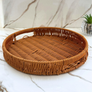 Bandeja Cesto Decorativa em Rattan para Mesa Posta e Decoração | Viva Ordem