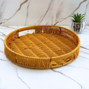 Bandeja Cesto Decorativa em Rattan para Mesa Posta e Decoração | Viva Ordem