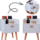 Kit 2 Mesas de Cabeceira Criado Mudo Retrô Com 1 Gaveta, Nicho Porta Acessórios COMPACTO Milena