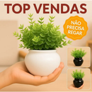 Vasinho de cerâmica com folhagem de eucalipto artificial para decoração