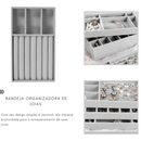 Organizador Porta Joias Gaveta Veludo Premium - Bandeja Modular Para Anéis Brincos Pulseiras
