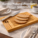 Bandeja Migalheira Tabua de Bambu para Pães Multiuso Café da Manhã Tabua de Cortes Porta Talheres