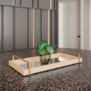 Bandeja Decorativa Viva Ordem – Para Taças e Bar com Alça Dourada