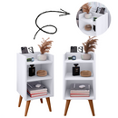 Kit com 2 Mesa de Cabeceira Nicho Organizador, pés retrô em PVC e Porta-Celular Max