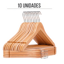 Kit 10 Cabides Para Roupas Madeira Cabides Organizador Closet Calças Camisas Saias Atacado Premium