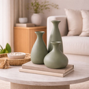 Trio de Vasos Decorativos Garrafa em Cerâmica Porto – Vasos para Sala, Quarto, Escritório