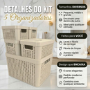 Kit 5 Caixas Organizadoras com Tampa 2L 4,5L 17L Empilhável Armário Quarto Escritório Multiuso