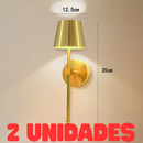 Arandela LED Recarregável Sem Fio RGB Retrô Toque | Lâmpada de Parede com Sensor Dourado / Preto