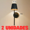 Arandela LED Recarregável Sem Fio RGB Retrô Toque | Lâmpada de Parede com Sensor Dourado / Preto