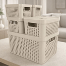 Kit 5 Caixas Organizadoras com Tampa 2L 4,5L 17L Empilhável Armário Quarto Escritório Multiuso