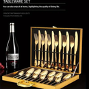 Kit Faqueiro Maleta De Talheres Inox 24 Peças Com Dourado Chique