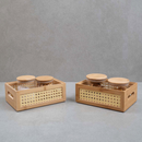 Kit 2 caixas organizadoras empilháveis de bambu e palhinha 24cm - Oikos