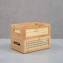 Kit 2 caixas organizadoras empilháveis de bambu e palhinha 24cm - Oikos