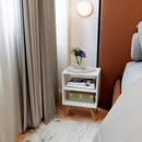 Kit 2 Mesa de Cabeceira Retrô Compacta com Nicho para Quarto Casal ou Solteiro Palma
