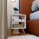 Kit 2 Mesa de Cabeceira Retrô Compacta com Nicho para Quarto Casal ou Solteiro Palma