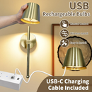 Arandela LED Recarregável Sem Fio RGB Retrô Toque | Lâmpada de Parede com Sensor Dourado / Preto