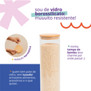 Kit 11 potes de vidro com tampa de bambu herméticos redondos - Tüd