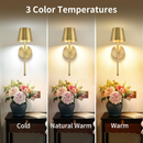 Arandela LED Recarregável Sem Fio RGB Retrô Toque | Lâmpada de Parede com Sensor Dourado / Preto