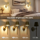Arandela LED Recarregável Sem Fio RGB Retrô Toque | Lâmpada de Parede com Sensor Dourado / Preto