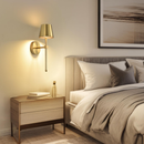 Arandela LED Recarregável Sem Fio RGB Retrô Toque | Lâmpada de Parede com Sensor Dourado / Preto
